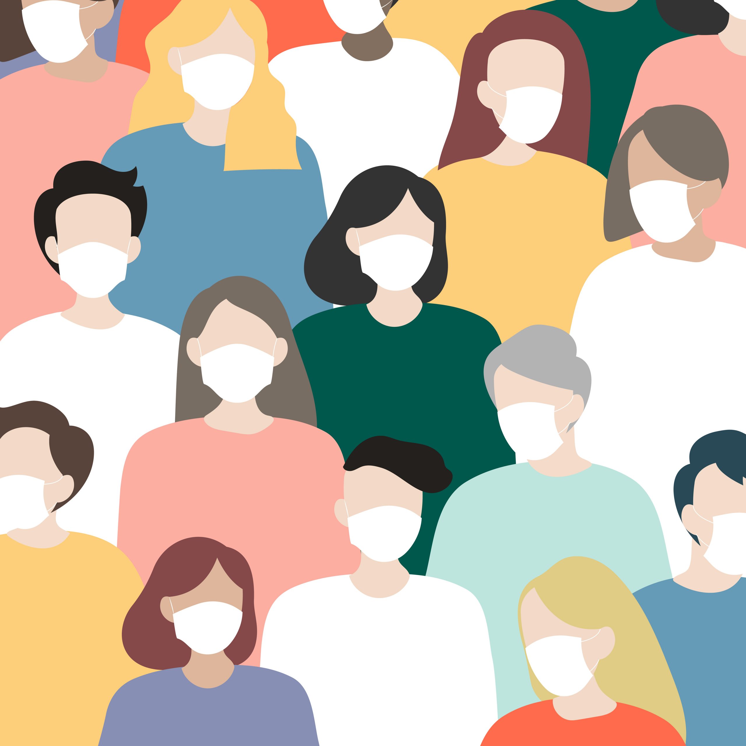 Illustration of people wearing face masks